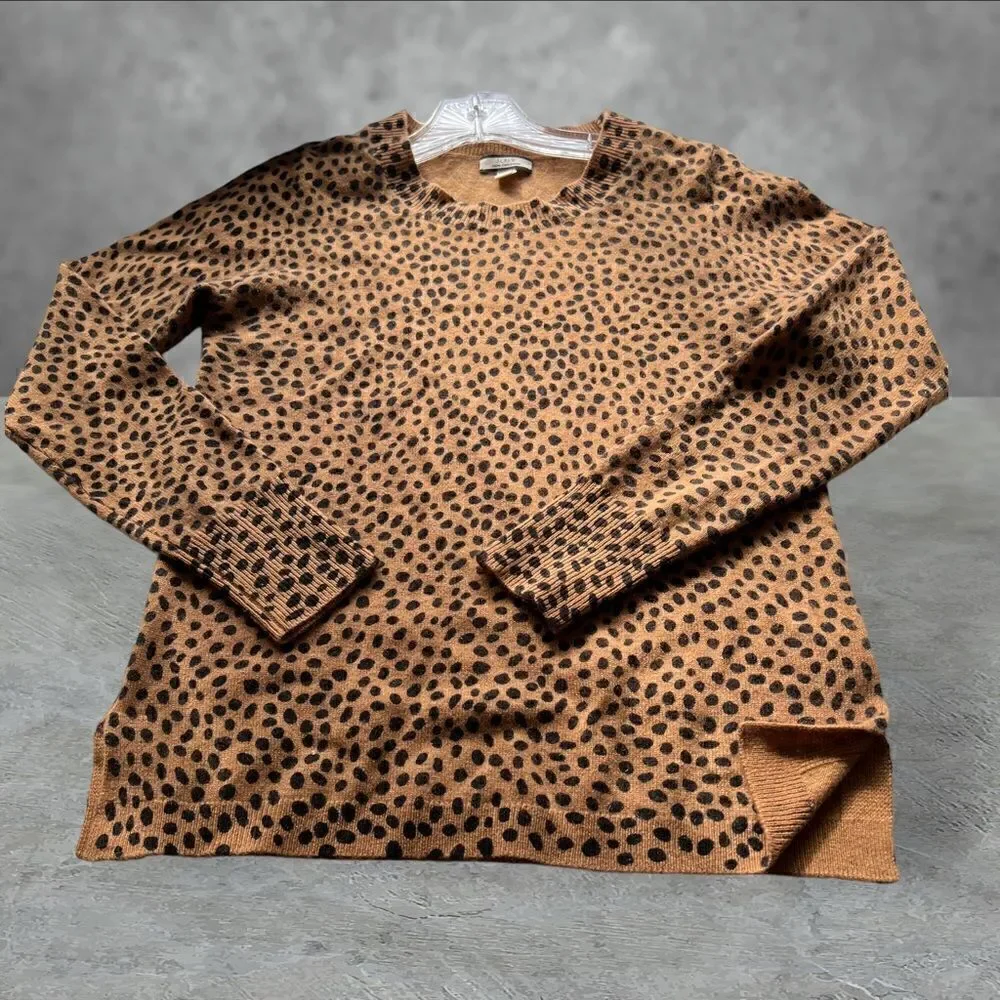 J. Crew 100% Cashmere Sweater - Cheeta Print - XS- MINT Condition